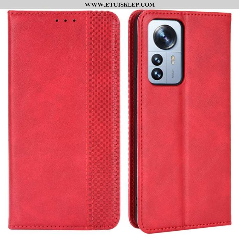 Etui Na Telefon do Xiaomi 12 Pro Etui Folio Stylizowany Efekt Skóry W Stylu Vintage